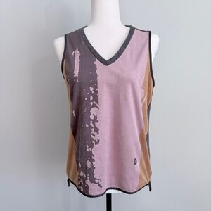 Volt Suede Feel Tank Top Sleeveless Blouse Colorblock Artsy Women's Medium